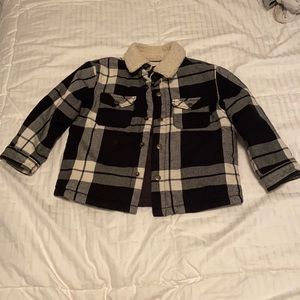 Toddler/baby boy jacket in flannel with sheer long neck